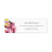 Floral Butterfly Funeral Return Address Etiket (Voorkant)