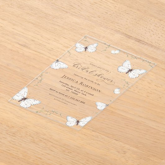Floral Butterfly Garden Doorzichtig Vrijgezellenfe Acryl Uitnodigingen (Laagn)