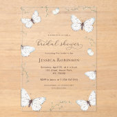 Floral Butterfly Garden Doorzichtig Vrijgezellenfe Acryl Uitnodigingen (Voorkant)