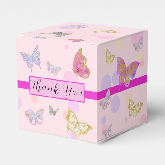 Floral Butterfly Garden Ribbon Party Favor Box Bedankdoosjes (Voorkant Zijde)