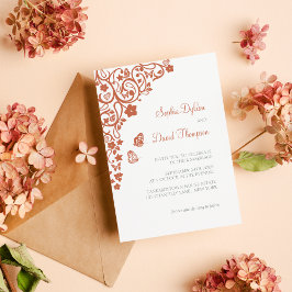 Floral Butterfly Garden Terracotta Boho Wedding Kaart