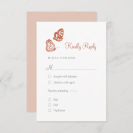 Floral Butterfly Garden Terracotta Boho Wedding RSVP Kaartje