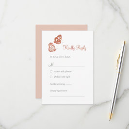 Floral Butterfly Garden Terracotta Boho Wedding RSVP Kaartje