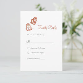Floral Butterfly Garden Terracotta Boho Wedding RSVP Kaartje
