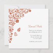 Floral Butterfly Garden Terracotta Square Foto Bedankkaart (Achterkant)