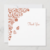 Floral Butterfly Garden Terracotta Square Weddensc Bedankkaart (Voorkant)