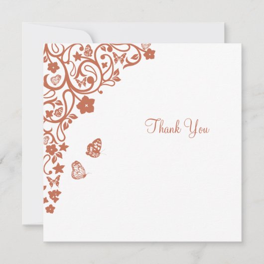 Floral Butterfly Garden Terracotta Square Weddensc Bedankkaart (Voorkant)