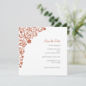 Floral Butterfly Garden Terracotta Square Weddensc Save The Date (Staand voorkant)