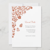 Floral Butterfly Garden Weddenschap Hartelijk dank Bedankkaart (Achterkant)