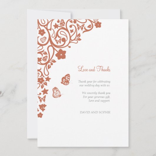 Floral Butterfly Garden Weddenschap Hartelijk dank Bedankkaart (Achterkant)