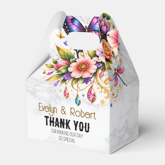 Floral Butterfly Gift Box – Custom Name & Message Bedankdoosjes (Voorkant Zijde)