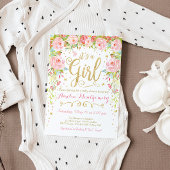 Floral Butterfly Girl Baby shower Kaart