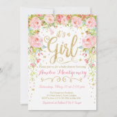 Floral Butterfly Girl Baby shower Kaart (Voorkant)