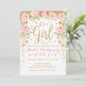 Floral Butterfly Girl Baby shower Kaart (Staand voorkant)