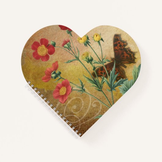 Floral Butterfly Heart Shaped Notitieboek (Voorkant)