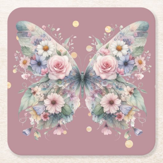 Floral Butterfly Kartonnen Onderzetters (Voorkant)