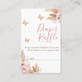 Floral Butterfly Kisses Baby shower Diaper Raffle Visitekaartje