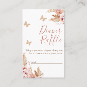 Floral Butterfly Kisses Baby shower Diaper Raffle Visitekaartje