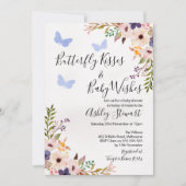 Floral Butterfly Kisses Baby shower Invitation Boy Kaart (Voorkant)