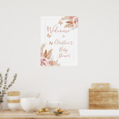 Floral Butterfly Kisses Baby shower Welkomstteken Poster (Keuken)