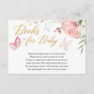 Floral Butterfly meisje baby shower boek aanvraag Informatiekaartje