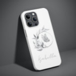 Floral Butterfly Monochrome Simple Stylish Name Case-Mate iPhone 14 Hoesje<br><div class="desc">Floral Butterfly Monochrome Simple Stylish Name Smartphone iPhone Case features a butterfly in an elegant floral frame with your personalized name in modern elegant hand written calligraphy script typography. Perfect for birthday,  Christmas,  Mother's Day,  sister,  best friend and more. Designed by © Evco Studio www.zazzle.com/store/evcostudio</div>