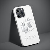 Floral Butterfly Monochrome Simple Stylish Name Case-Mate iPhone Case