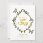 Floral Butterfly Nieuwe Adres Aankondiging Kaart (Voorkant)