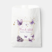 Floral Butterfly Paarse Girly Baby shower Party Bedankzakje (Voorkant)
