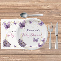 Floral Butterfly Paarse Goud Baby shower Party