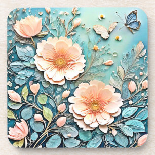 Floral Butterfly Pastel Art Bier Onderzetter
