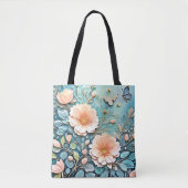 Floral Butterfly Pastel Art Tote Bag (Voorkant)