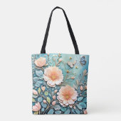 Floral Butterfly Pastel Art Tote Bag (Achterkant)