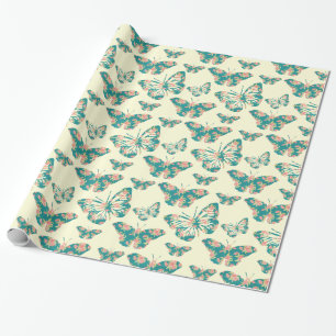 Floral Butterfly Patroon Cadeaupapier