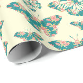  Floral Butterfly Patroon Cadeaupapier (Rol Hoek)
