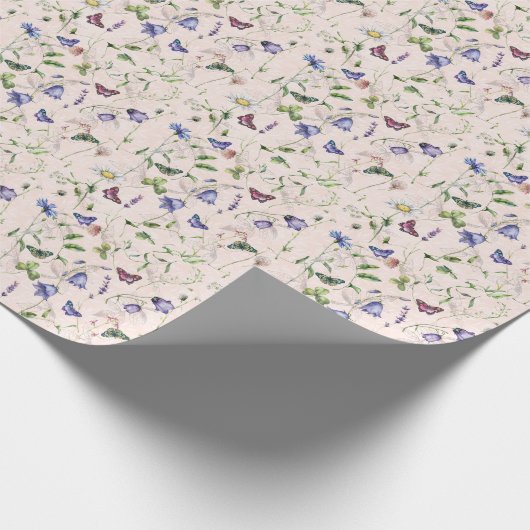 Floral Butterfly Pattern-Waterverf in wilde bloeme Cadeaupapier (Hoek)