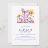 Floral Butterfly Pink Purple 16th Birthday Party Kaart (Voorkant)