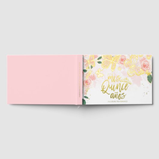 Floral Butterfly Quinceanera Guest Book Gastenboek (Volledig)