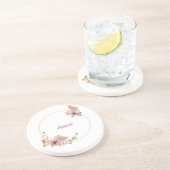 Floral Butterfly Rose Gold – Elegant Custom Design Zandsteen Onderzetter (Zijkant)