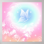 Floral Butterfly roze Poster (Voorkant)