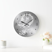 Floral Butterfly Silver Fantasy Numbers Grote Klok (Huis)
