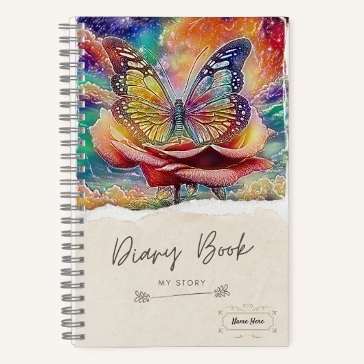 Floral Butterfly Spiral Notitieboek – gepersonalis (Voorkant)