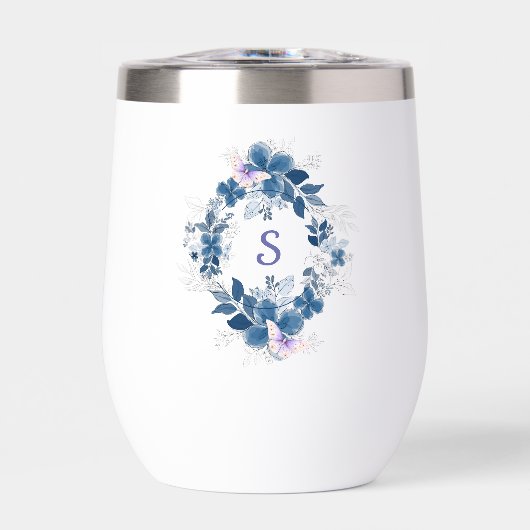 Floral Butterfly Stemless Wine Tumbler (Voorkant)
