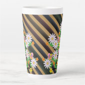 Floral Butterfly Stripe Latte Mok (Voorkant)