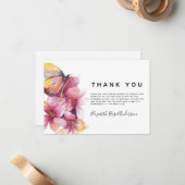 Floral Butterfly sympathie begrafenis dank Notitiekaartje (Voorkant / Achterkant in situ)