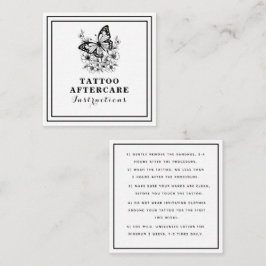 Floral Butterfly Tattoo Nazorg Instructies Vierkante Visitekaartje