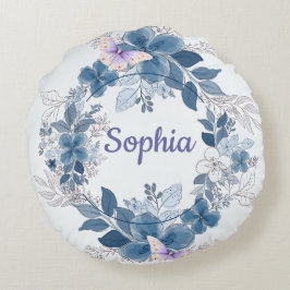 Floral Butterfly Throw Pillow Rond Kussen