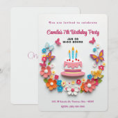 Floral Butterfly Verjaardagstaart Papercraft Ontwe Kaart (Voorkant / Achterkant)