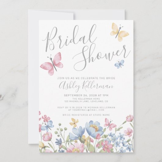 Floral Butterfly Vrijgezellenfeest Kaart (Voorkant)