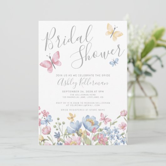 Floral Butterfly Vrijgezellenfeest Kaart (Staand voorkant)